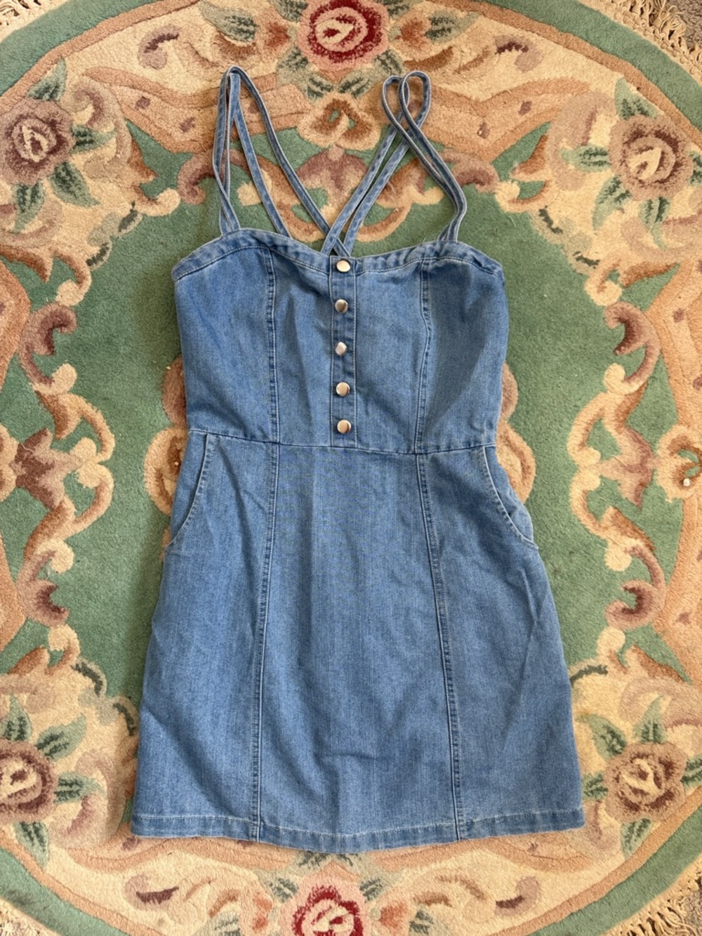 100% COTTON DENIM MINI DRESS
